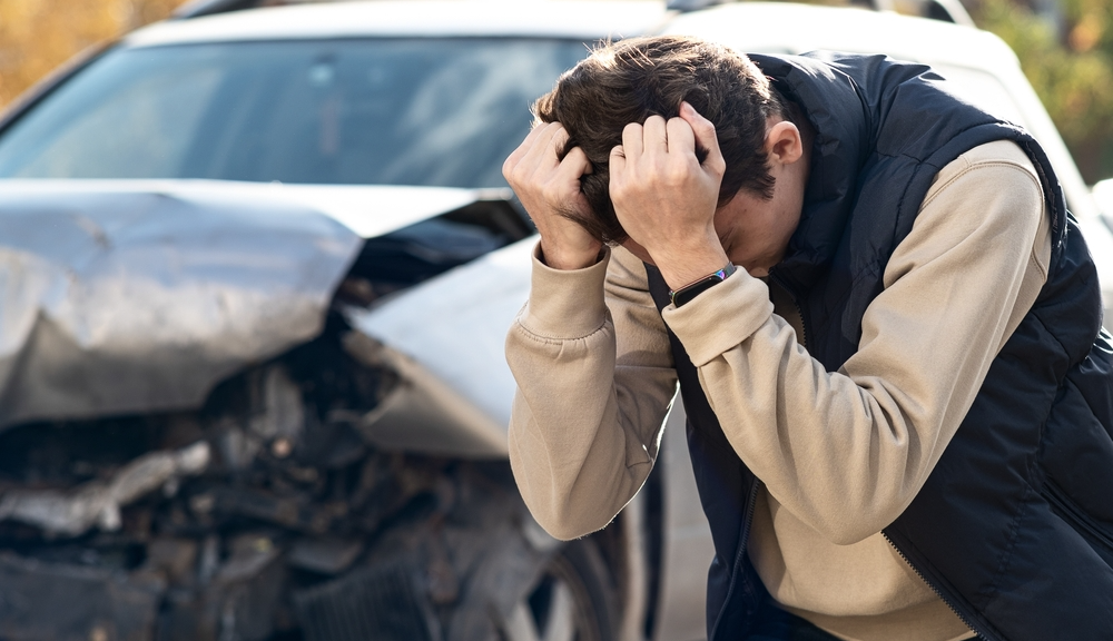 frustrated Chicago car accident victim in need of a personal injury lawyer