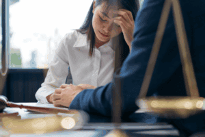 Chicago woman suffering from injuries meeting with personal injury attorney